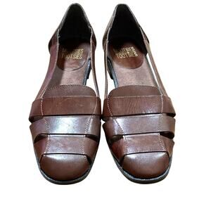 Mootsies Tootsies brown woven leather flats slip on casual shoes US size 10M